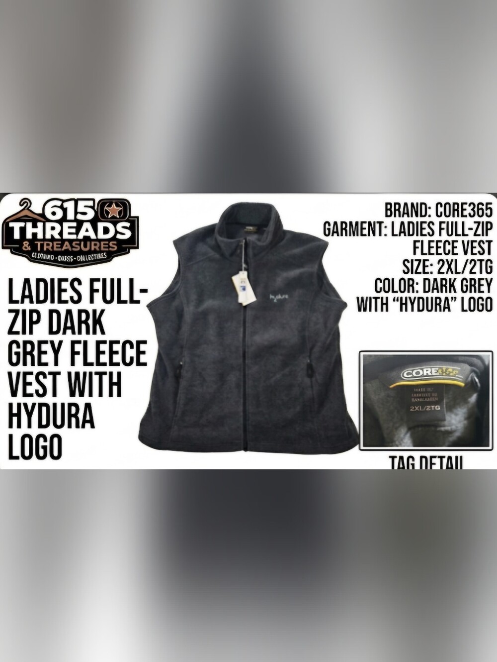 CORE365 Women's Dark Gray Full-Zip Fleece Vest